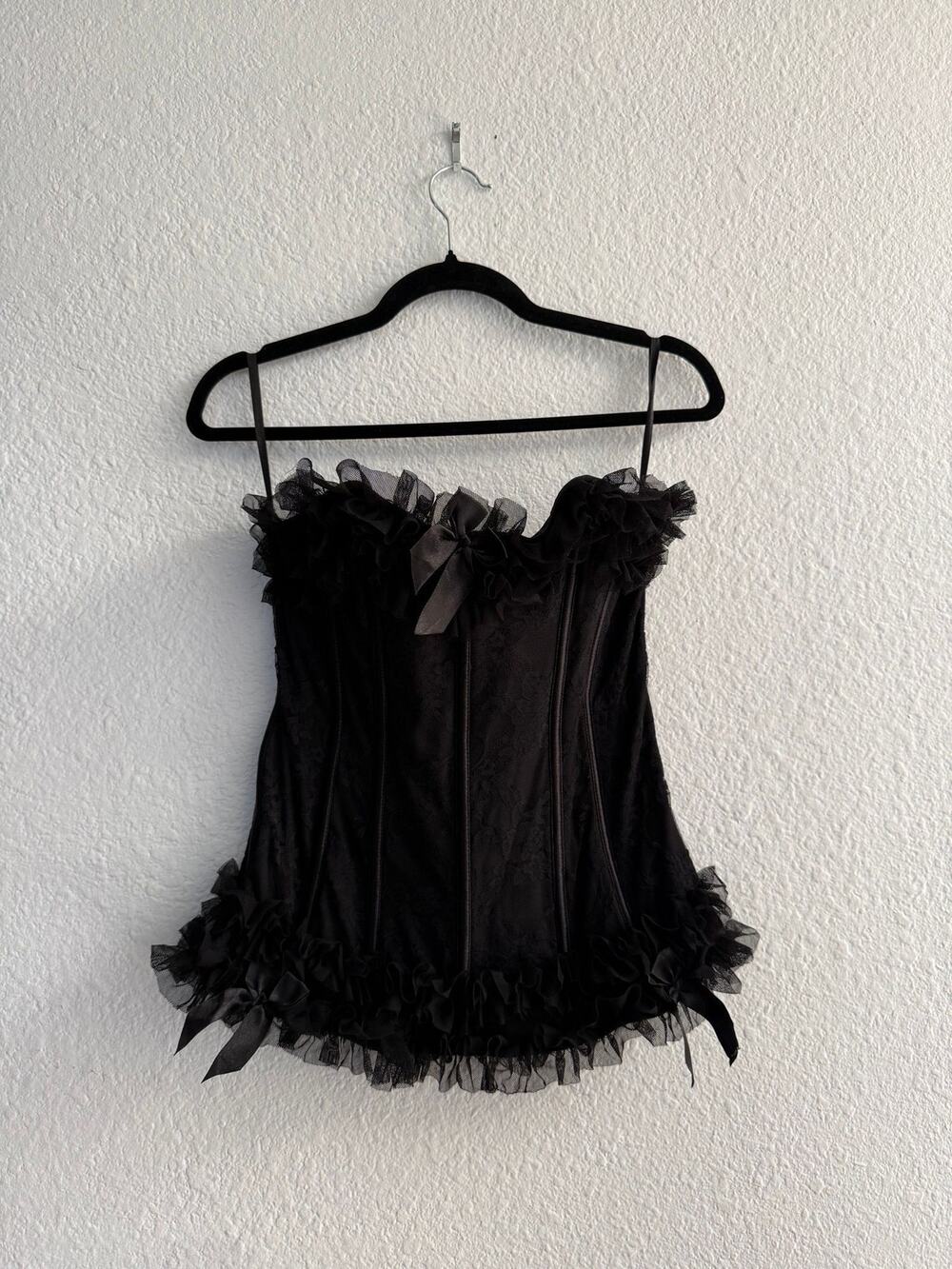 Y2K Torrid Black Lace Trim Corset Bustier Top